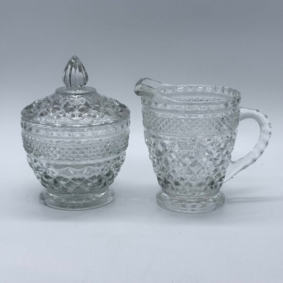 Anchor Hocking Wexford Glass Creamer And Covered Sugar Set - Picture 5 of 5
